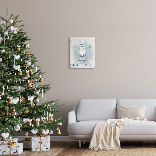 Stupell Industries Gnome For The Holidays Nautical Canvas Wall Art